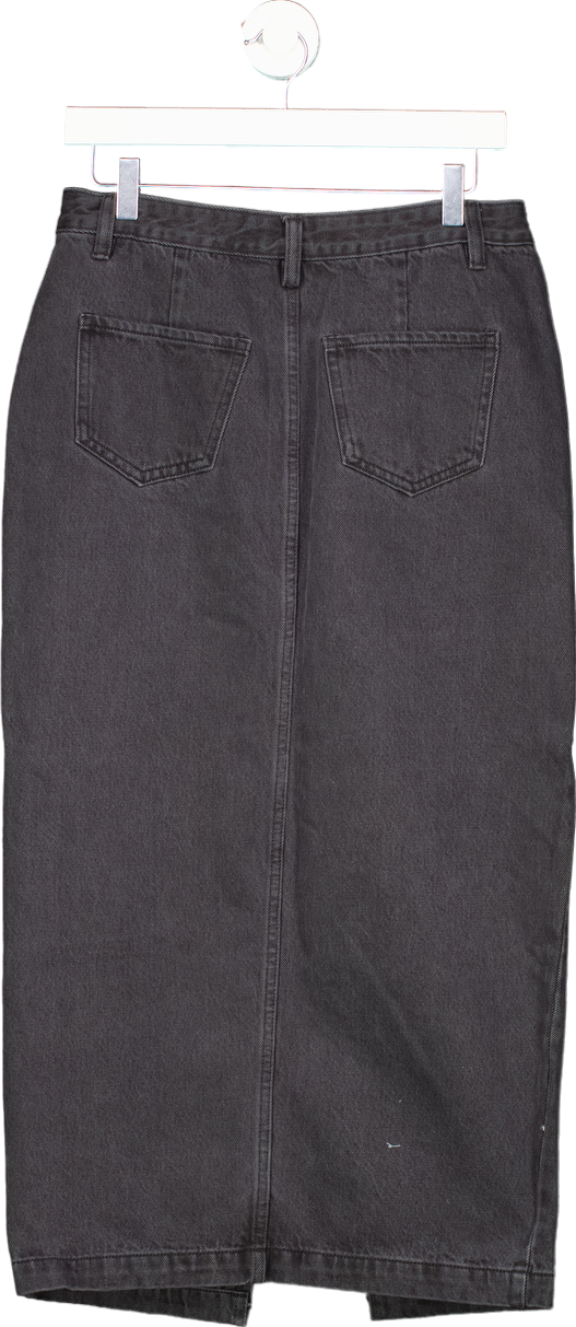 Sosandar Charcoal Long Line Skirt with Split UK 10