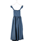 Anne Louise Boutique Blue Tie Back Linen Midi Dress UK 6
