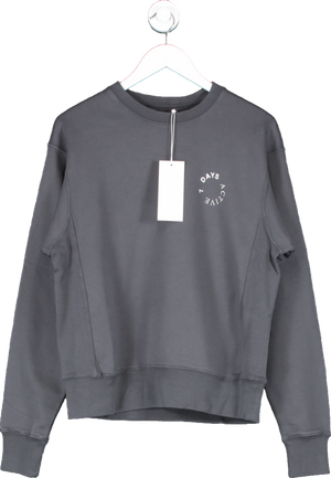 7 Days Active Luxury Grey Organic Cotton Soft  Crewneck Sweatshirt UK S