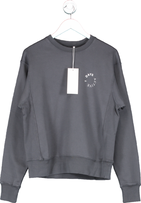 7 Days Active Grey 100% Organic Cotton Soft  Crewneck Sweatshirt UK S