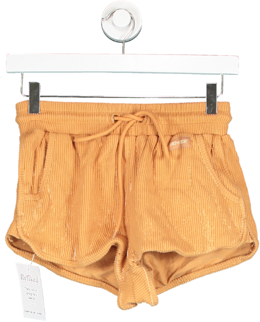 Bo + Tee Orange Ribbed Mini Shorts UK S