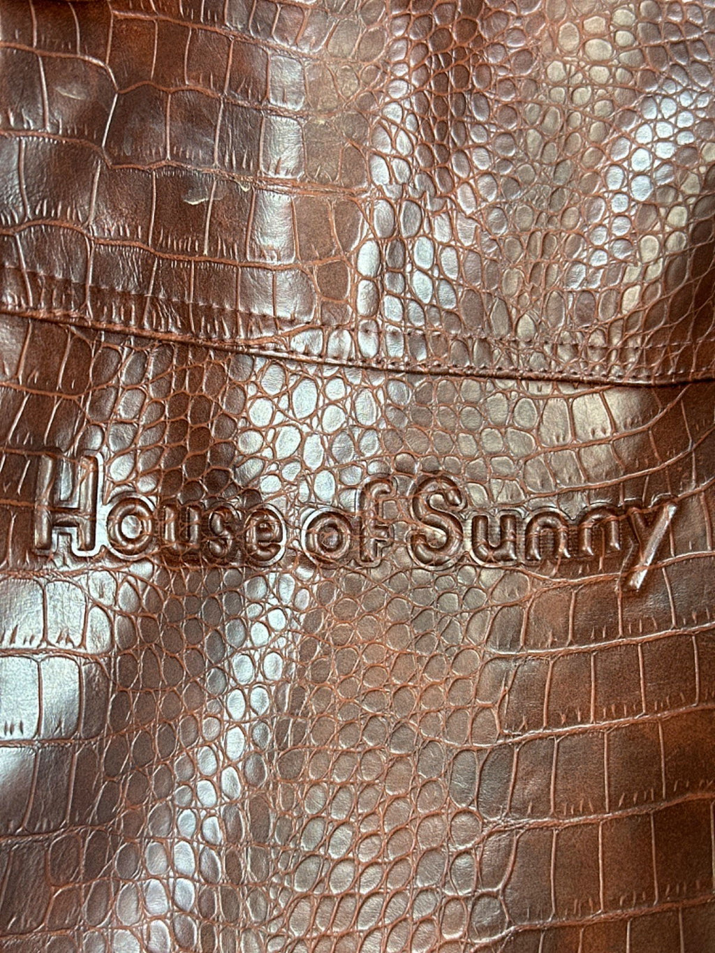 House of Sunny Brown Croc Embossed Jacket UK 6