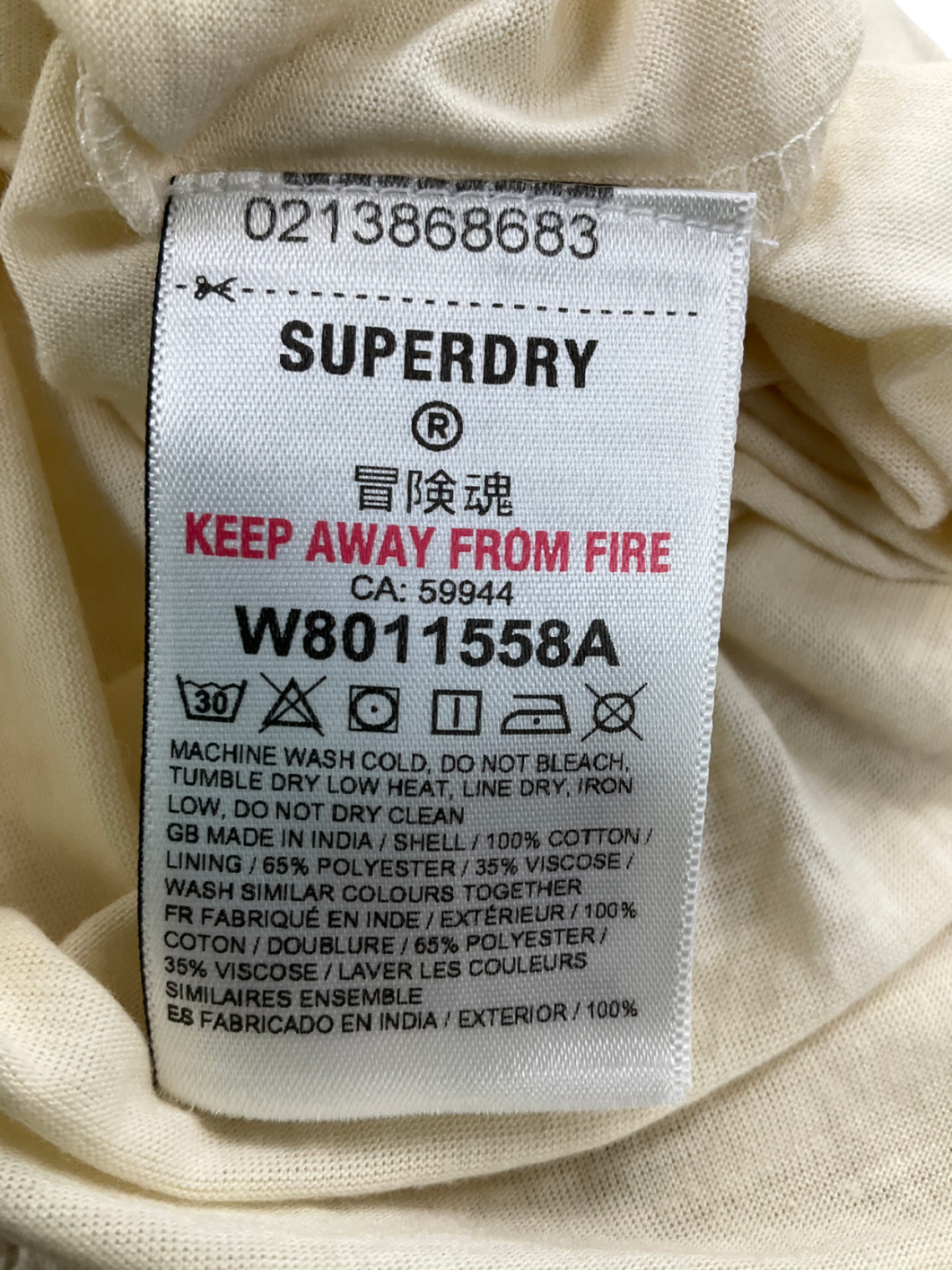 Superdry Cream Crochet Flare Sleeve Mini Dress UK XS/S