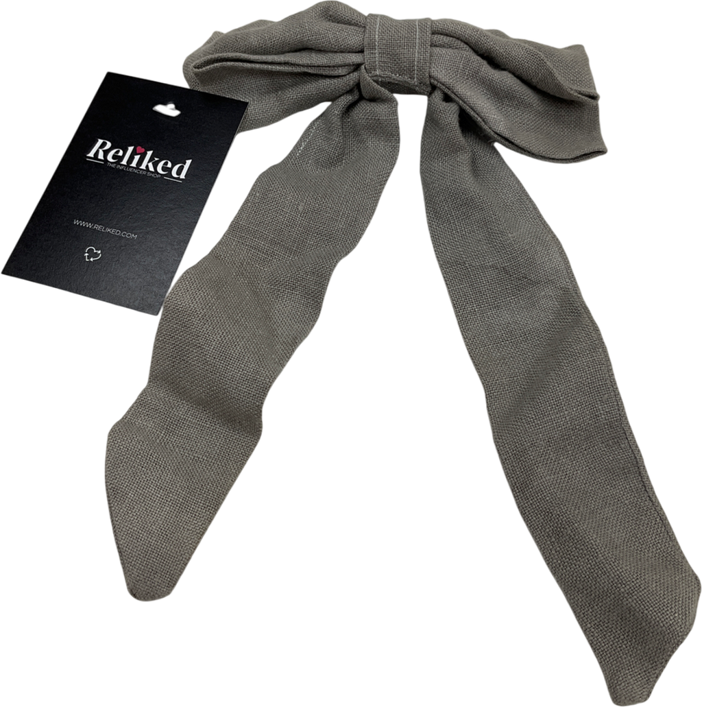 ved cooks Grey Linen Hair Bow UK L