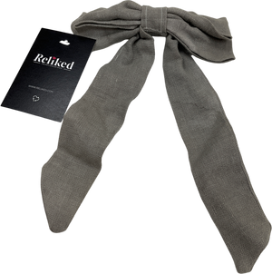 ved cooks Grey Linen Hair Bow UK L