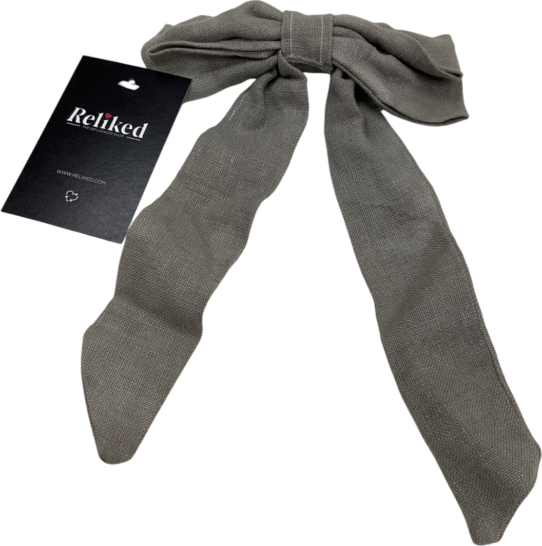 ved cooks Grey Linen Hair Bow UK L