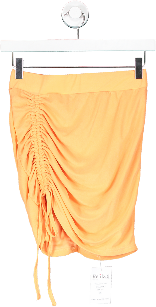 Fashion Nova Orange Ruched One Side Strapless Top UK S
