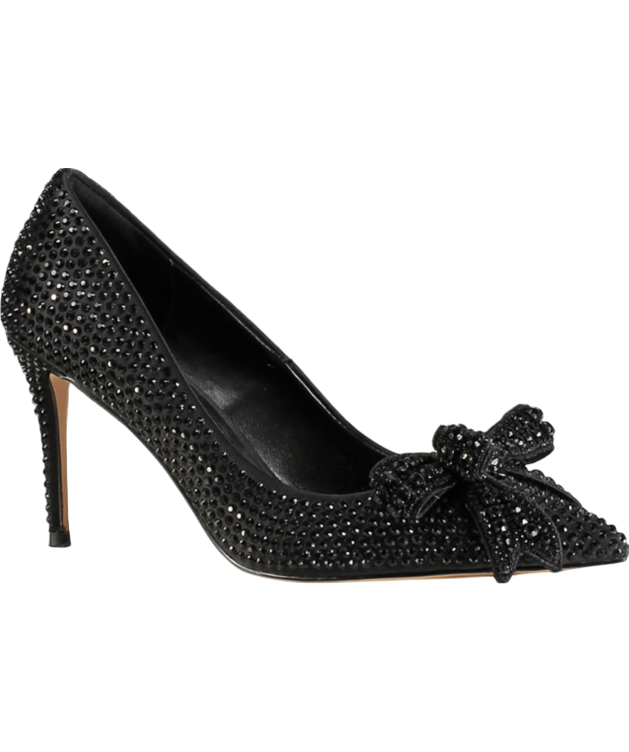 Kurt Geiger Black Belgravia Crystal Bow Heels UK 4 EU 37 👠