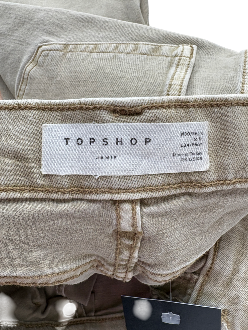 Topshop Beige Jamie High Rise Skinny Jeans W30