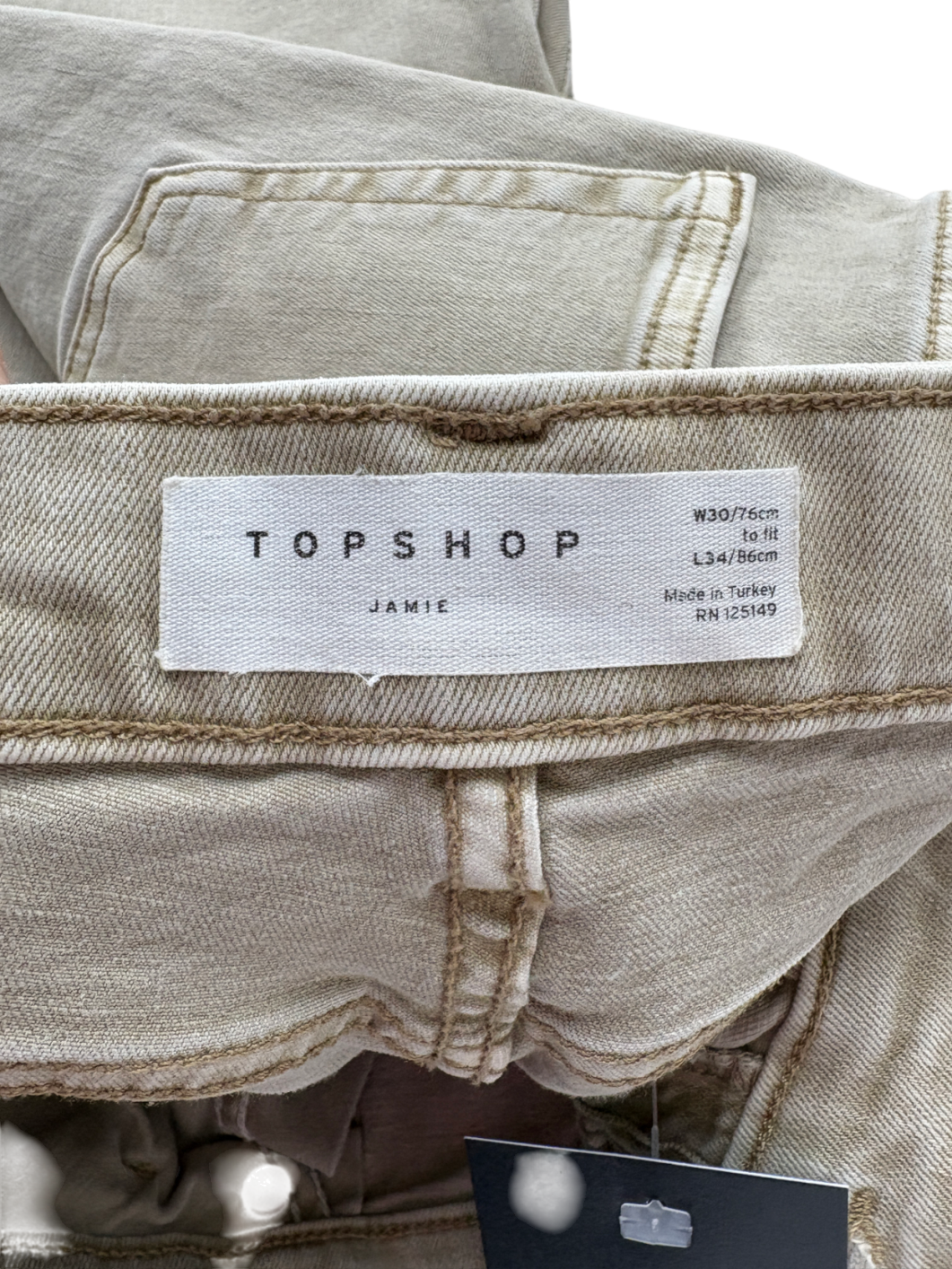 Topshop Beige Jamie High Rise Skinny Jeans W30