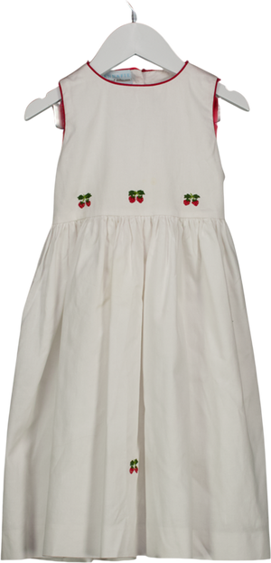 Annafie White Embroidered Strawberries Dress 2 Years