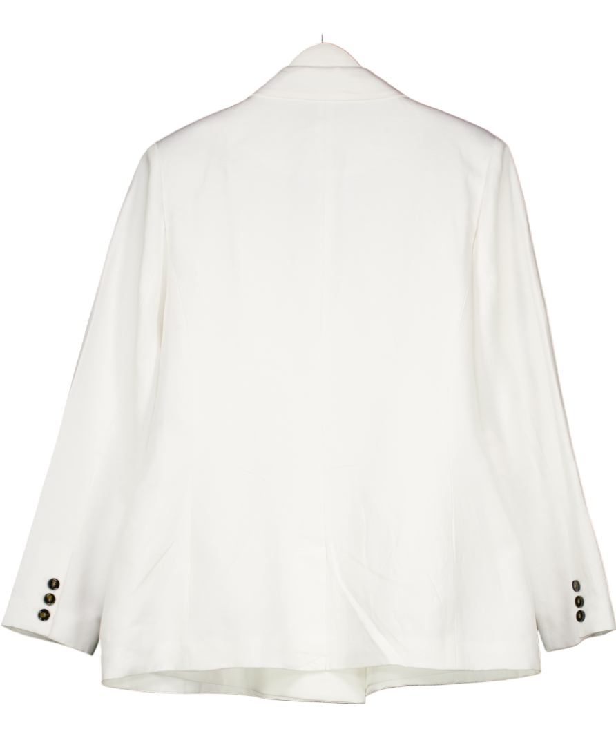 Mint Velvet White Linen Blend Double Breasted Blazer UK 18