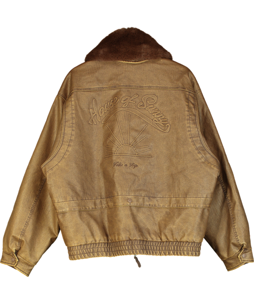 HOUSE OF SUNNY Brown Cruise Flight Jacket UK L