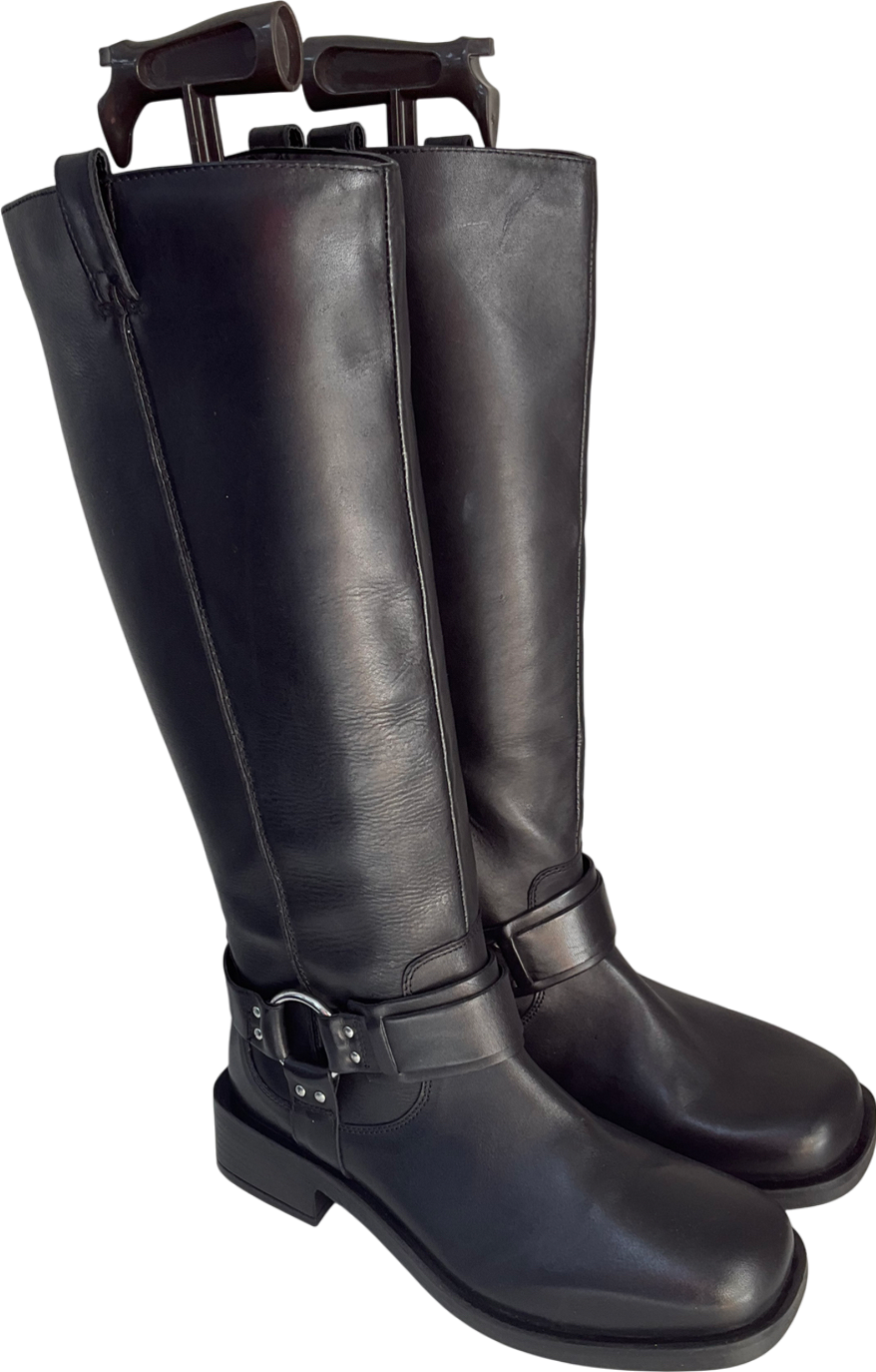 Next Black Buckle Knee High Boots UK 5 EU 38 👠