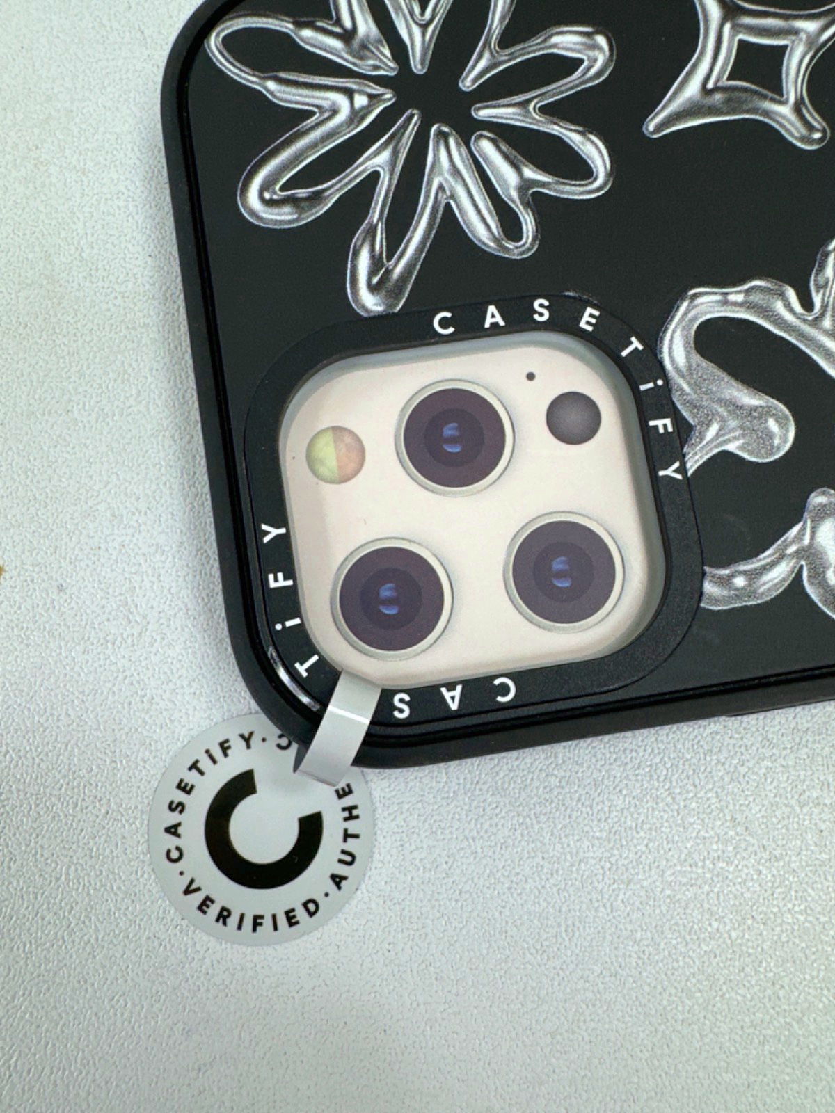 Casetify Black Reflective Chrome Heart Glasses iPhone 13 Pro Max Case