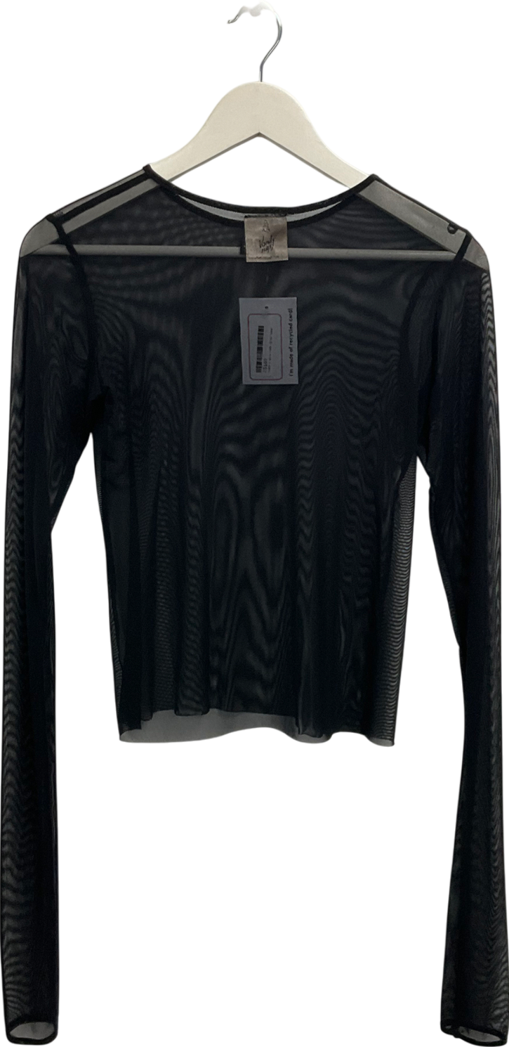 Vanity Nap Black Sheer Lala Mesh Top UK S