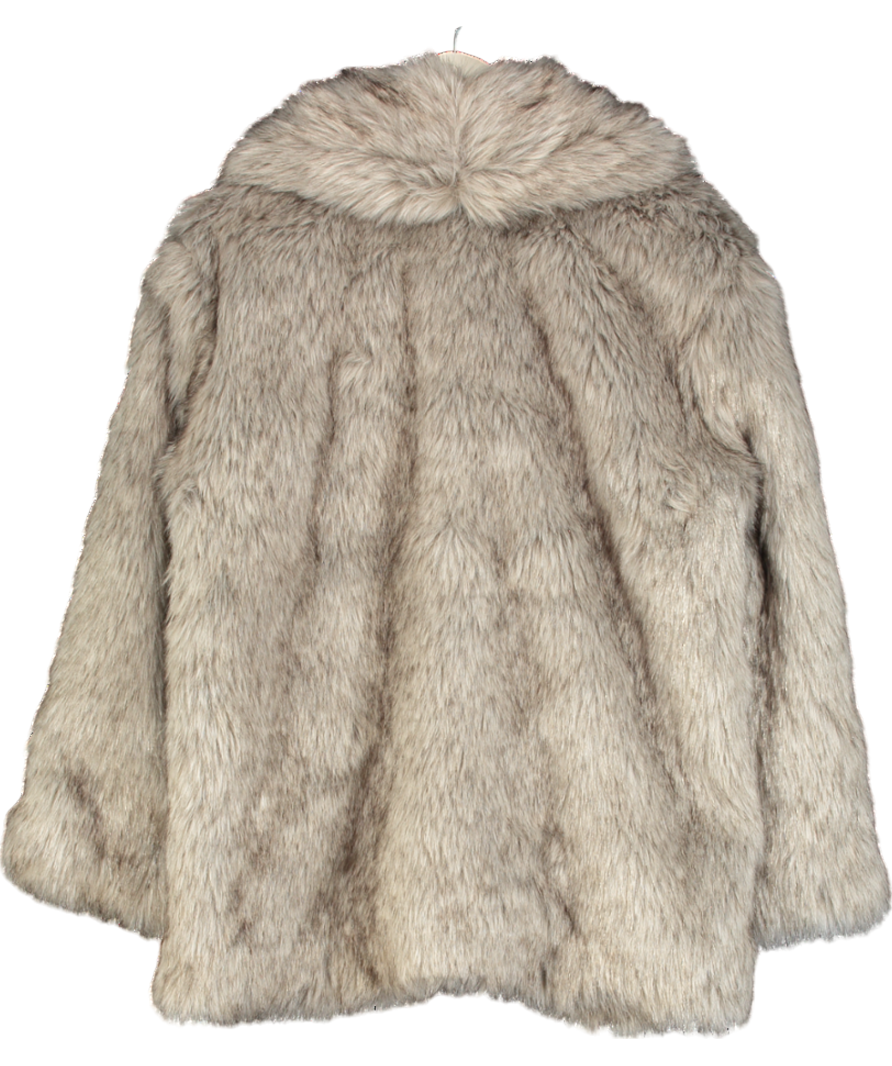 Abercrombie & Fitch Beige Shawl Collar Faux Fur Coat UK L