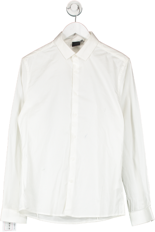 ASOS White Cotton Blend Long Sleeve Shirt UK M