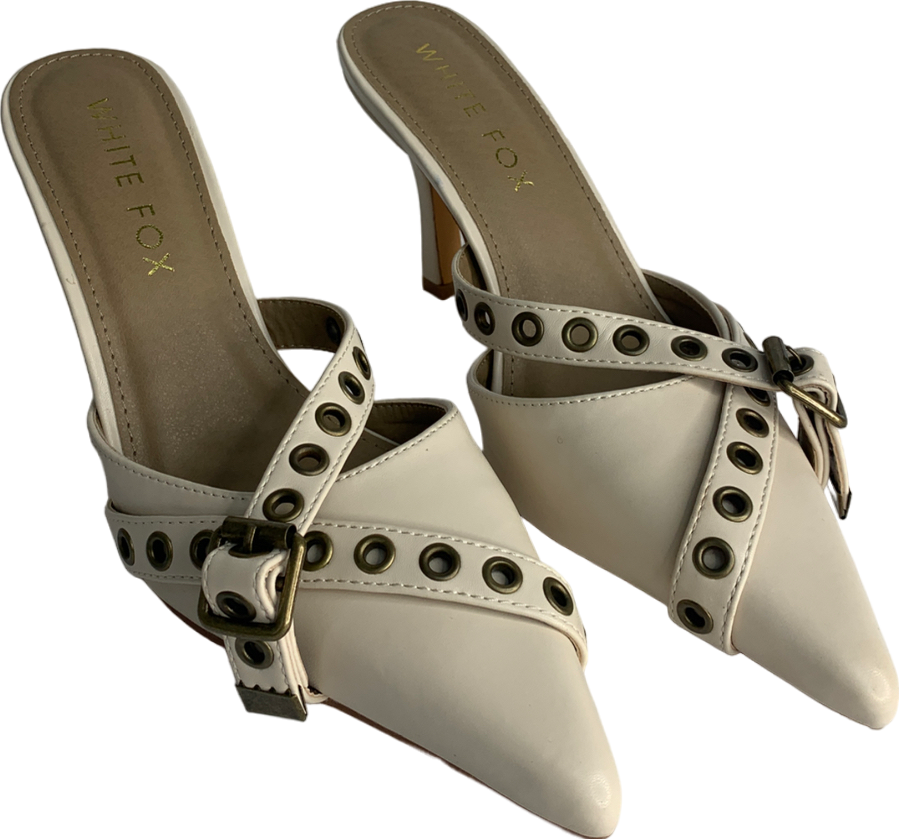 White Fox Cream Buckle Heels UK 5 EU 38 👠