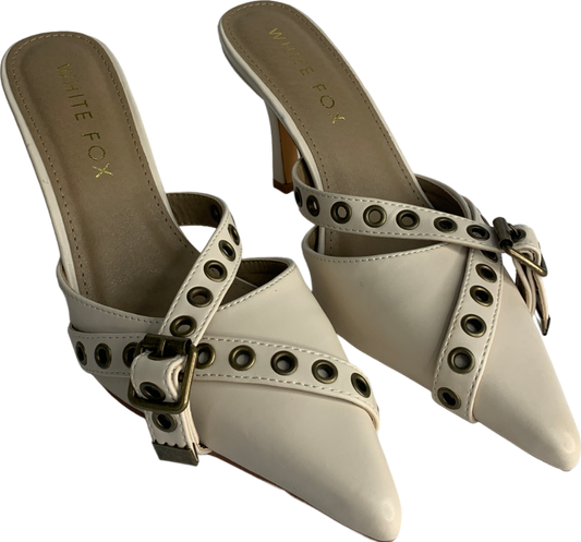 White Fox Cream Buckle Heels UK 5 EU 38 👠