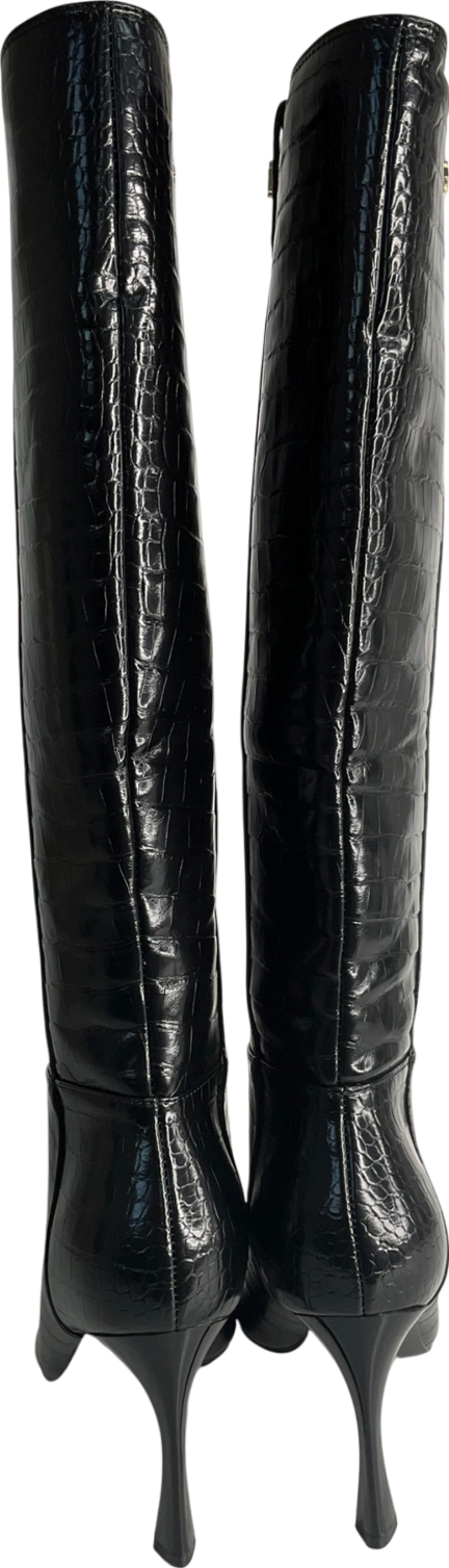 4th & Reckless Pointed Knee High Boots In Black Croc UK 7 EU 40 👠