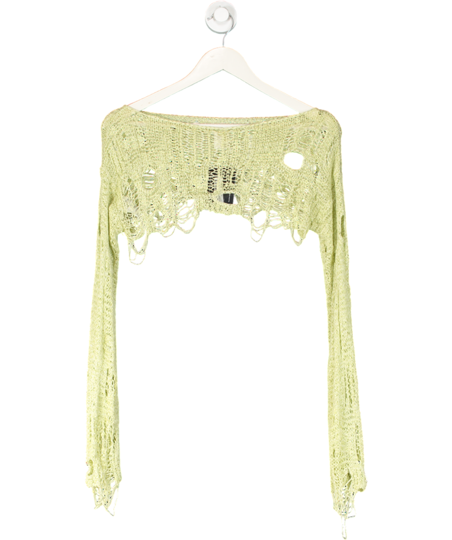 Urban Outfitters Green Cropped Distressed Crochet Top UK S