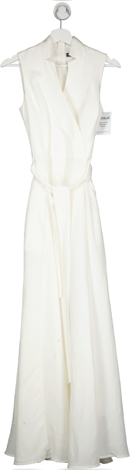 Karen Millen White X Lydia Millen Linen Tie Belted Midaxi Dress UK 6