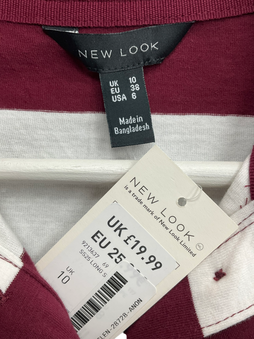 New Look Red Long Sleeve Striped Top UK 10