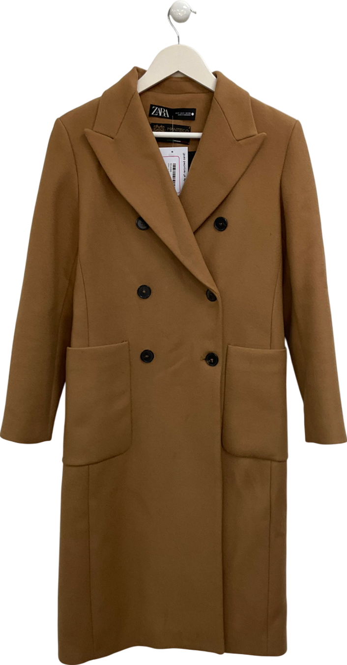 ZARA Brown Manteco Wool Blend Coat UK S