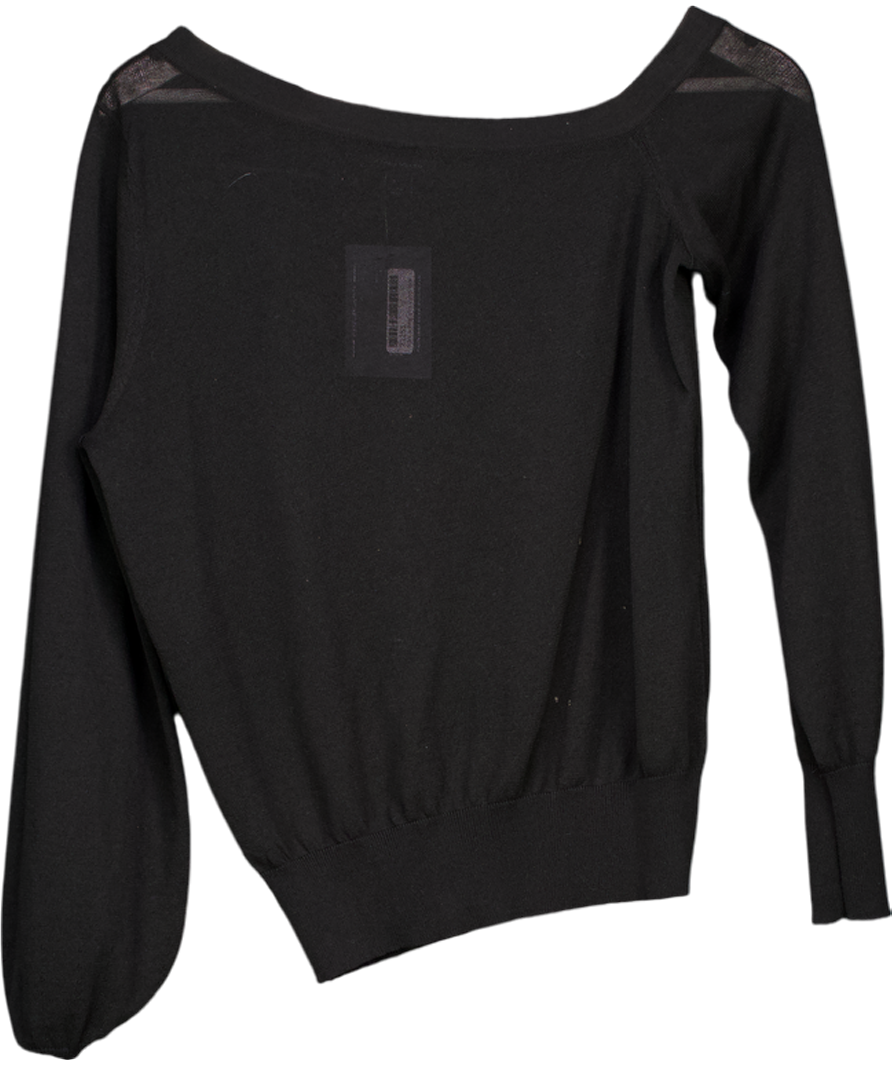 Karen Millen Black Lightweight Summer Knit Off Shoulder Top UK XS