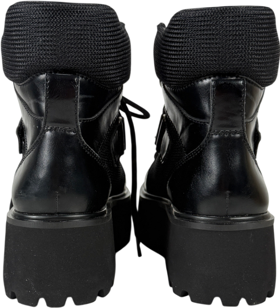 Charles & Keith Black Eliot Platform Combat Boots UK 4 EU 37