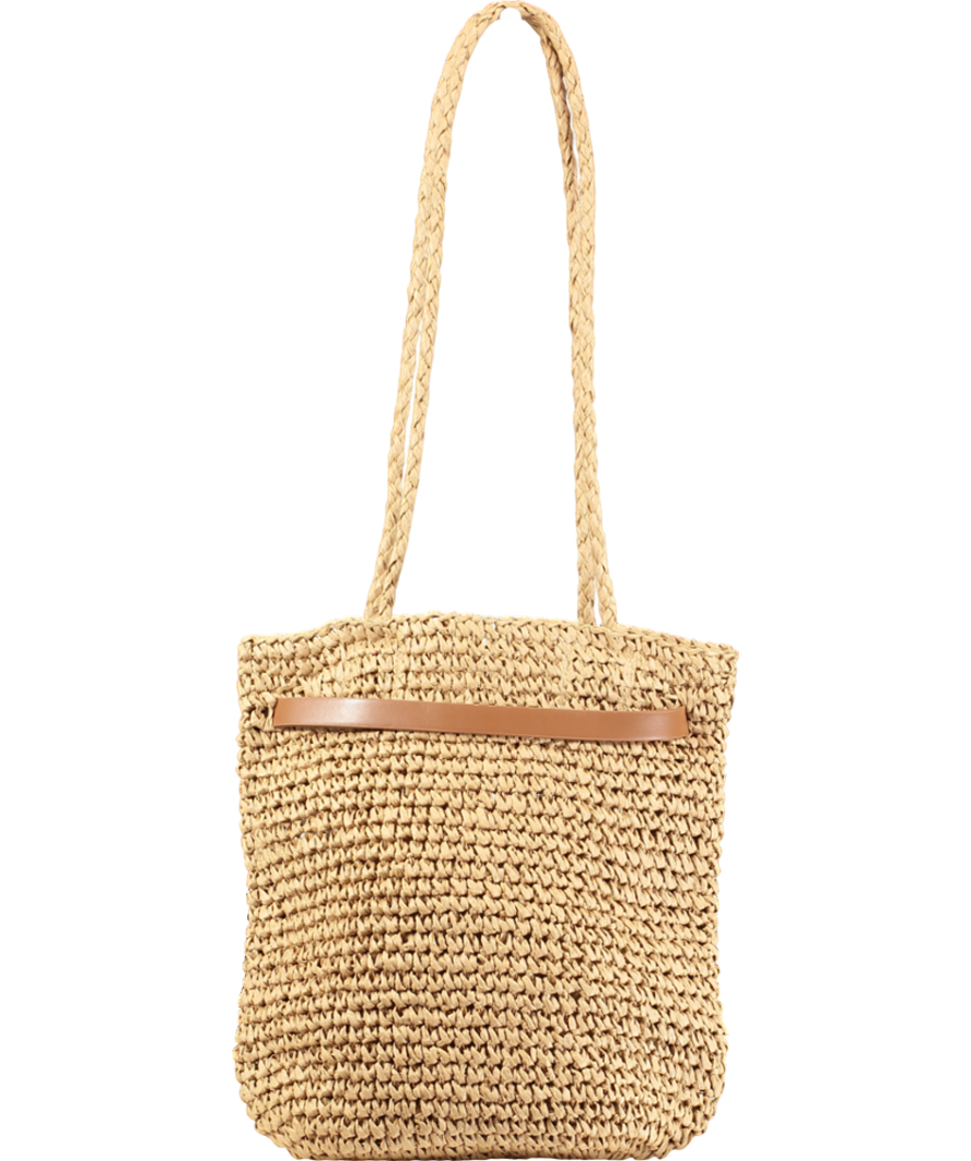 lefties Brown Natural-effect Shopper Bag With Belt Detail One Size