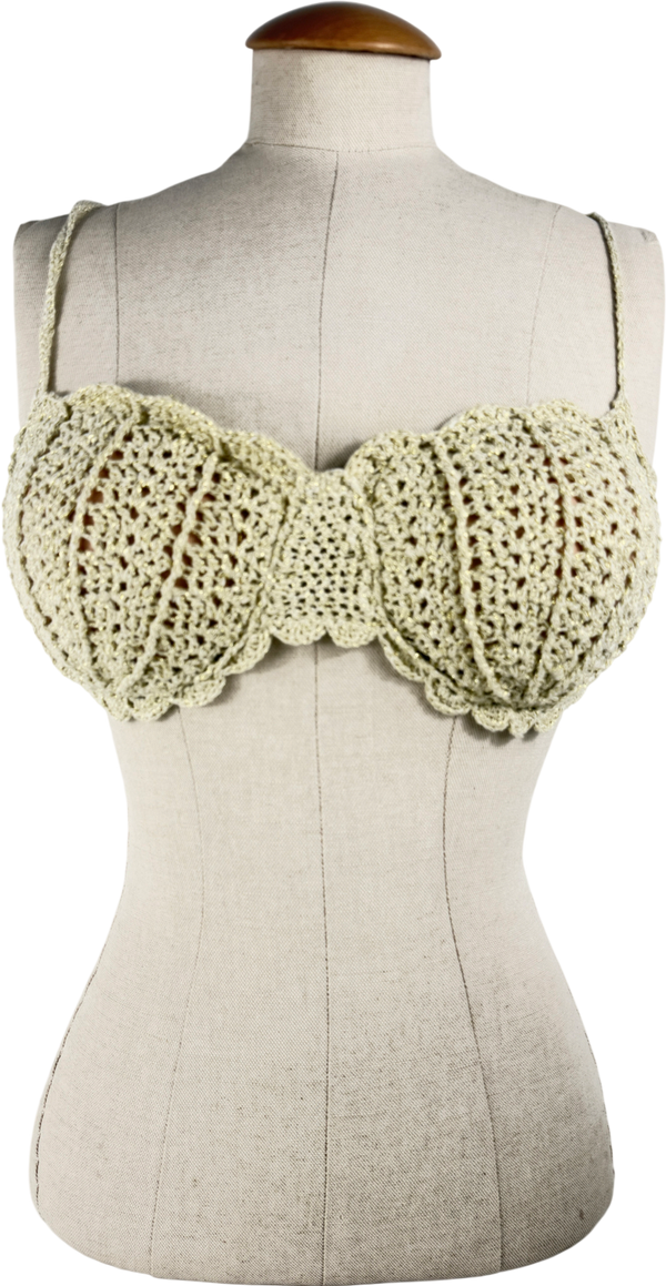 Dollies design Metallic Crochet Bikini Top UK M/L