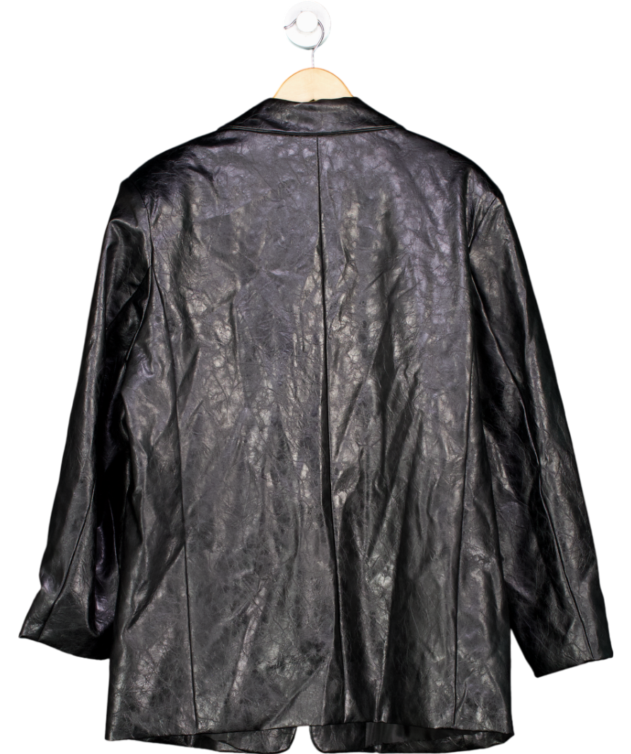 void Black Long-sleeved, Collared Jacket With A Button Closure And Two Front Pockets UK M/L