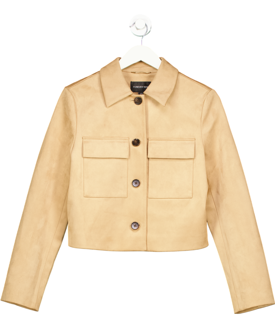 FOREVER NEW Beige Tyla Faux Suede Jacket UK 10