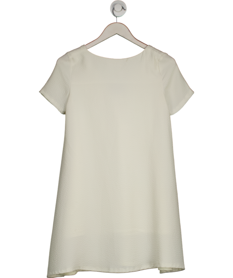 Ba&sh Cream Textured Laced Neck Mini Dress Sz1 UK S