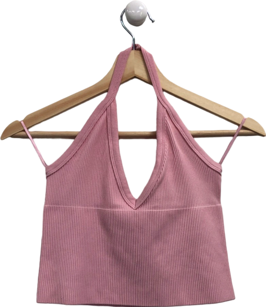Out From Under Pink Halter Neck Crop Top UK S