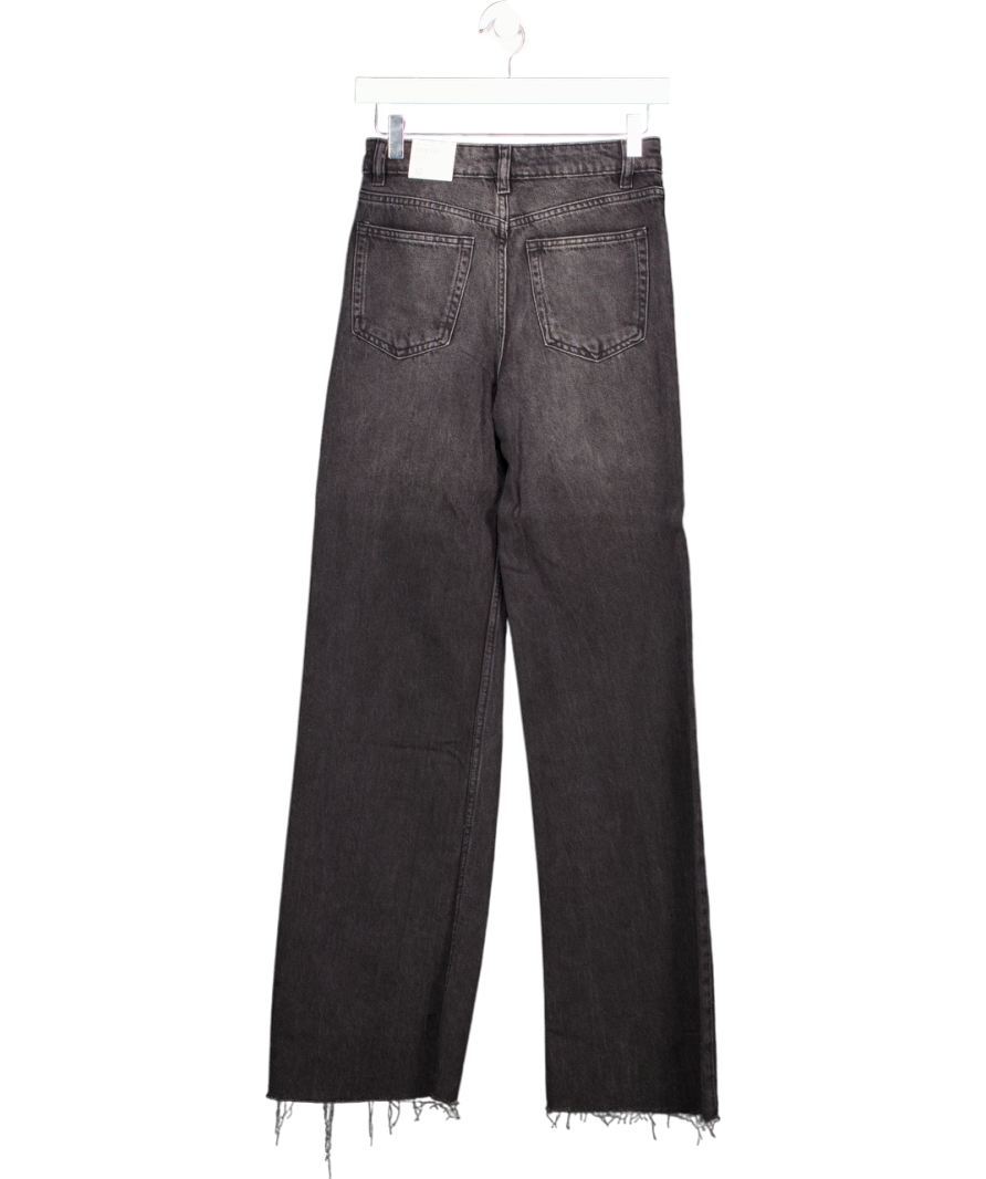 MANGO Black Wash High Waist Wide Leg Jeans UK 4