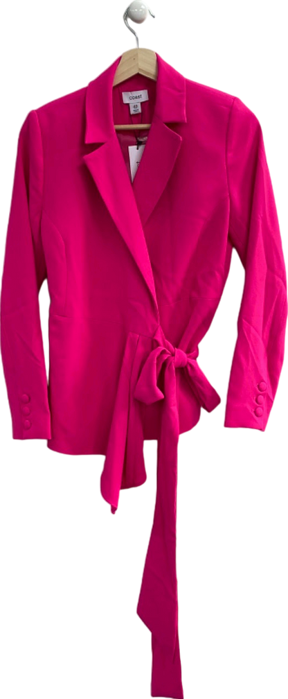 Coast Fuchsia Pink Tie-Front Blazer UK 10
