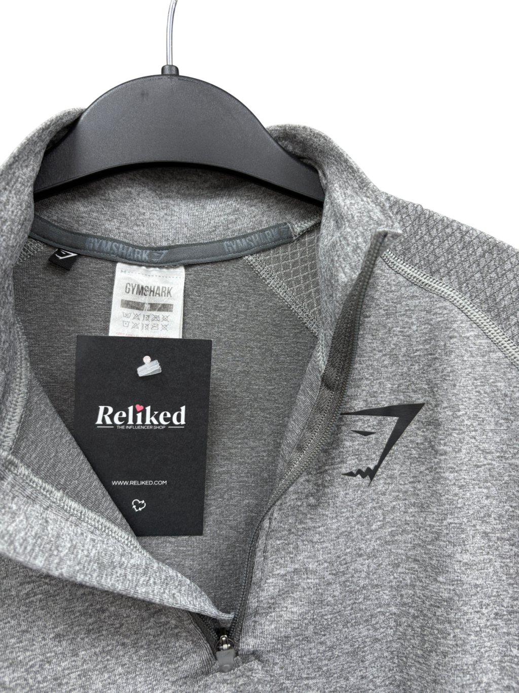 gymshark Grey 1/4 Zip Slim Fit Long Sleeve Top UK M