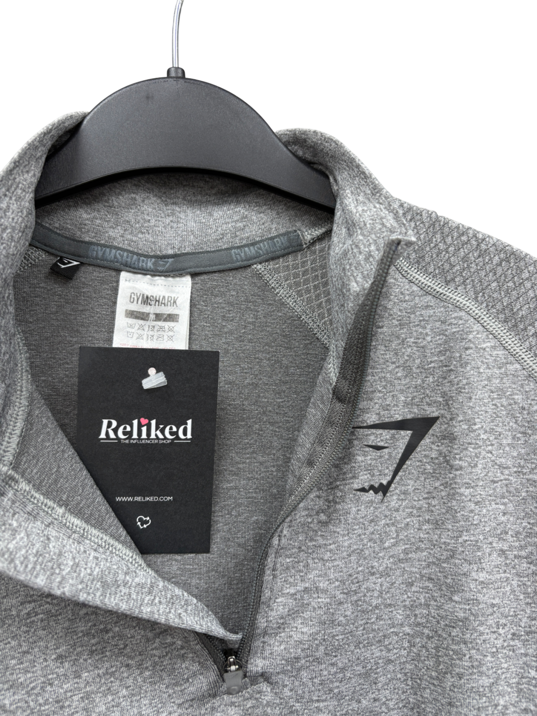 gymshark Grey 1/4 Zip Slim Fit Long Sleeve Top UK M