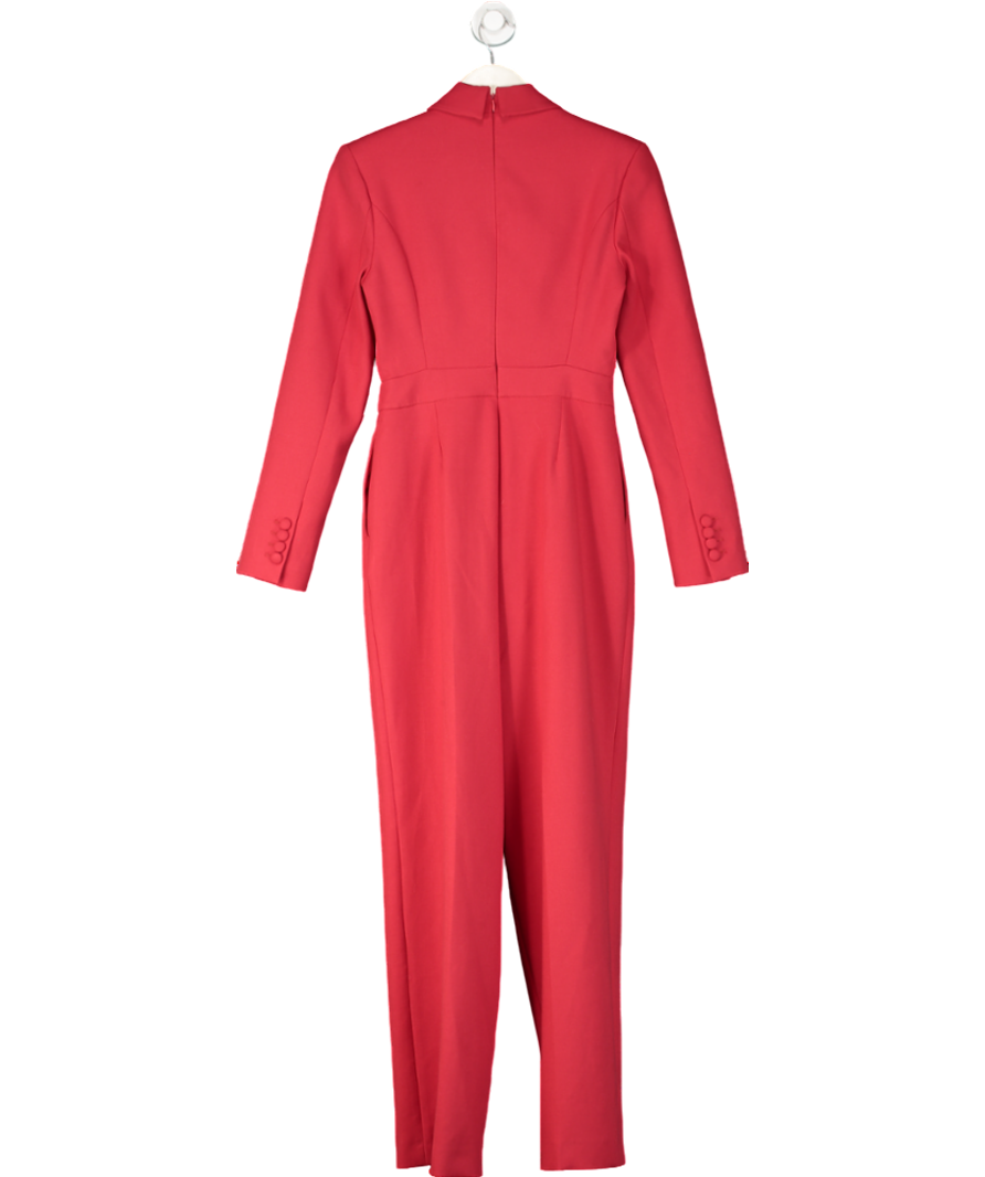 Karen Millen Red Curved Neckline Tailored Blazer Jumpsuit UK 8