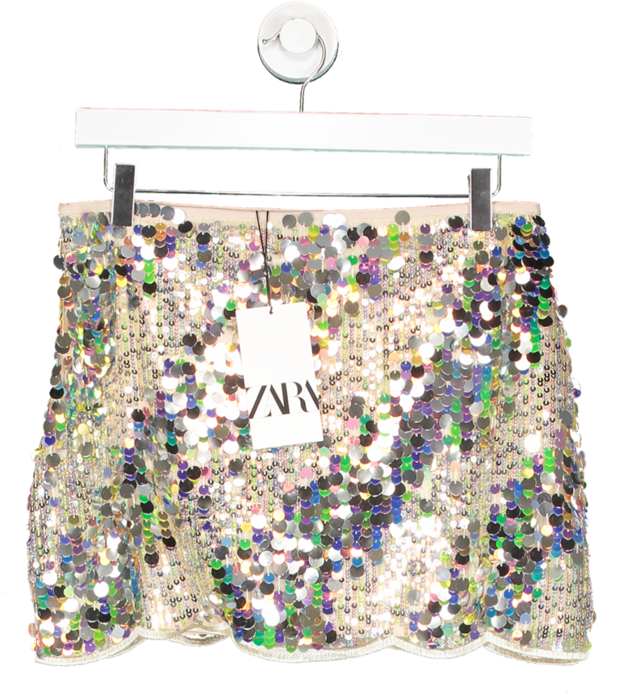 ZARA Multicoloured Sequin Knit Mini Skirt UK S
