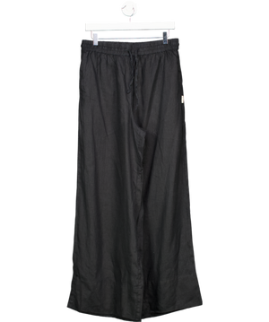Sea Level Black Wide Leg Beach Trousers UK M