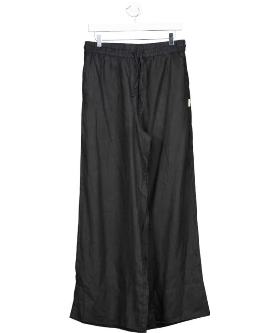 Sea Level Black Wide Leg Beach Trousers UK M