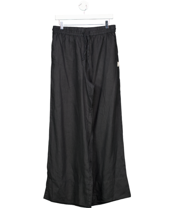 Sea Level Black Wide Leg Beach Trousers UK M