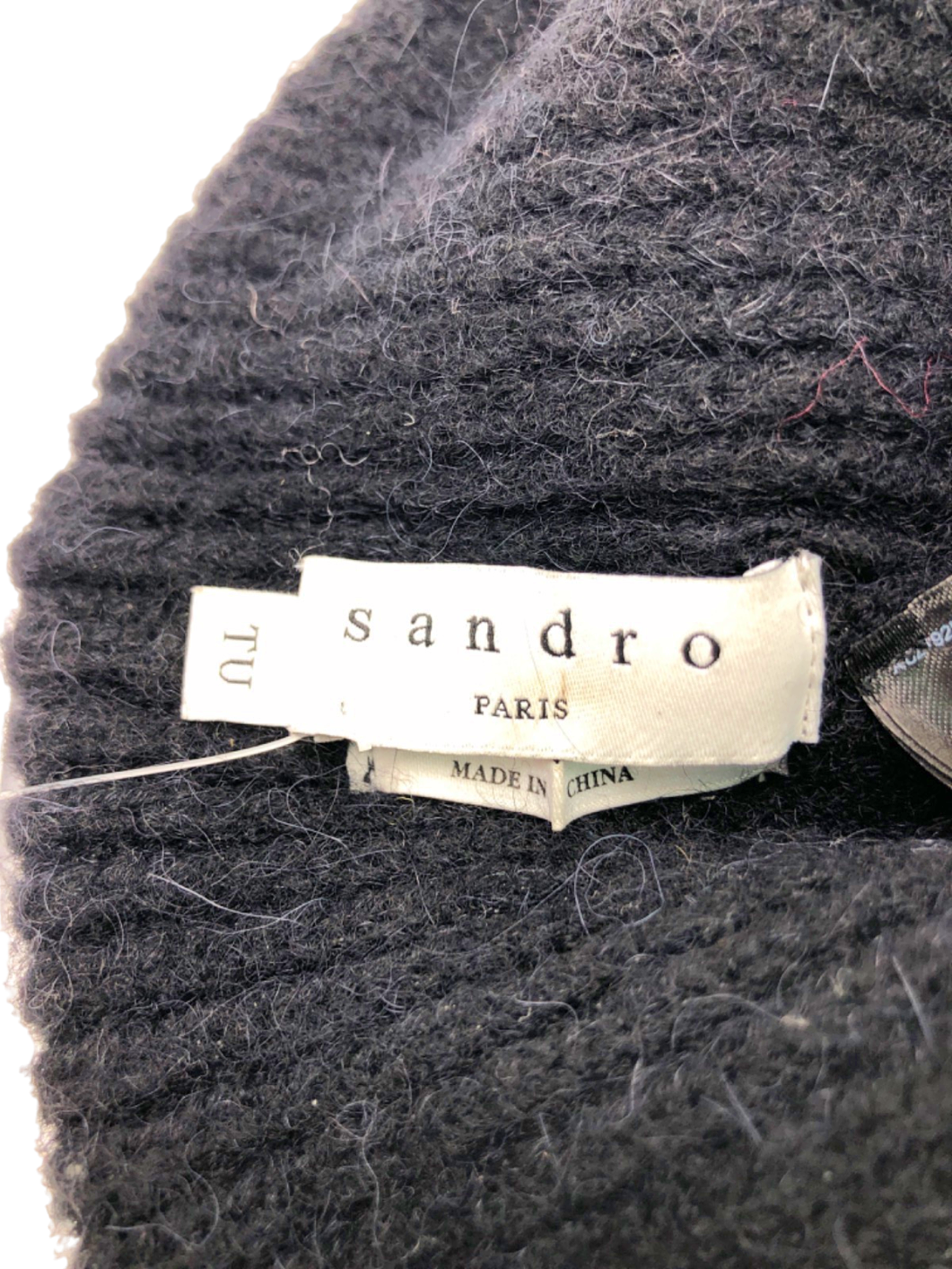 Sandro Black Pearl Embellished Beanie TU