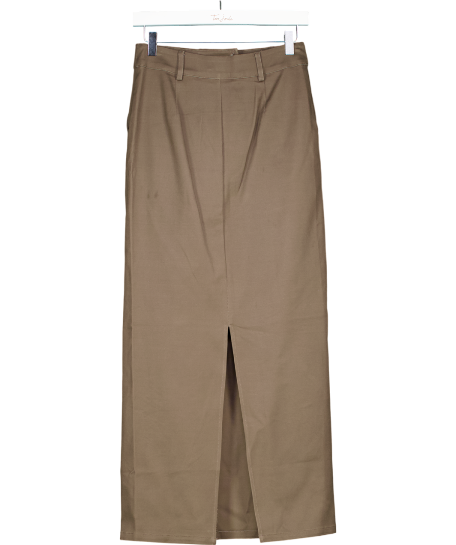 PRETTY LAVISH Brown Brady Tailored Maxi Skirt UK 6
