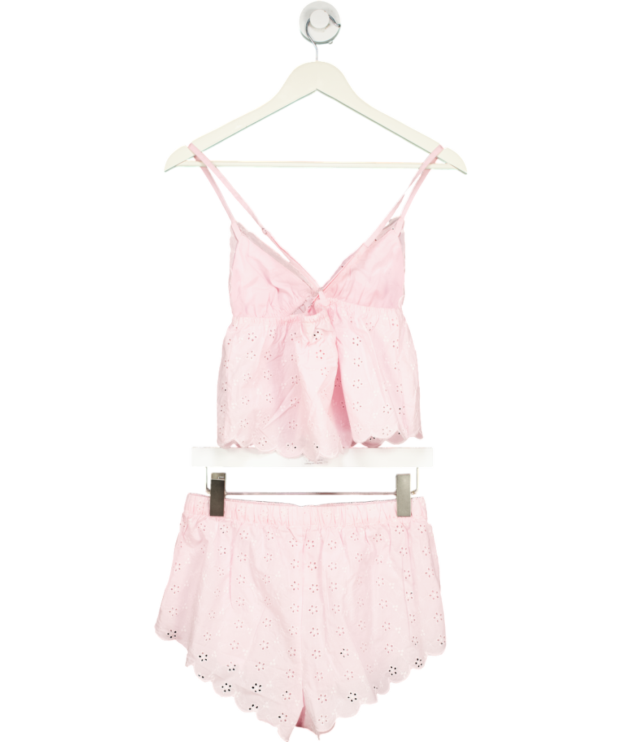 boux avenue Pink Scallop Embroidery Cami & Shorts Pyjama Set UK 10