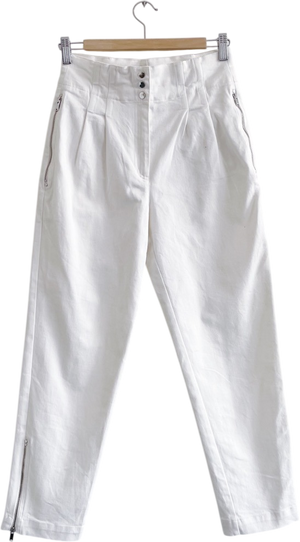 REISS White Serina Cotton Pleat Front Cargo Trousers UK 6